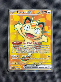 Meowth ex 107/088 Me03: Perfect Order Holo Full Art Pokemon Card - Image 1