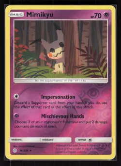 Mimikyu (96) Reverse Holo Uncommon Pokemon SM - Cosmic Eclipse 96/236 LP - Image 1