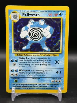 Poliwrath Holo Rare 13/102 1999 Pokemon Base Set English WOTC NM - Image 1