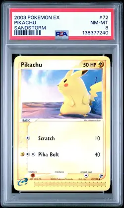 2003 POKEMON EX SANDSTORM #72 PIKACHU PSA 8 - Image 1