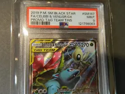 Celebi & Venusaur GX SM167 Tag Team Promo Sun & Moon Pokemon PSA 9 NINE DIGIT - Image 2