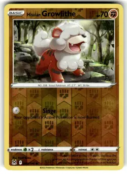 Hisuian Growlithe 083/196 Reverse Holo Pokemon Lost Origin NM - Image 1