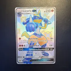 Lucario GX SV64/SV94 Hidden Fates Shiny Vault Full Art Holo 210 HP Pokemon - Image 1
