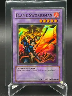 Yugioh TCG Flame Swordsman LOB-003 Legend of Blue Eyes Vintage Dmg - Image 1