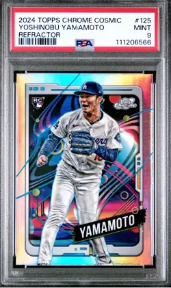 2024 Topps Cosmic Chrome Yoshinobu Yamamoto REFRACTOR PSA 9 #125 📈📈 - Image 1