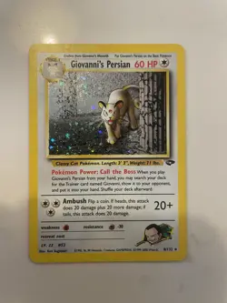 Pokemon TCG: Giovannis Persian 8/132 Gym challenge holo rare 1999 WOTC vintage - Image 1