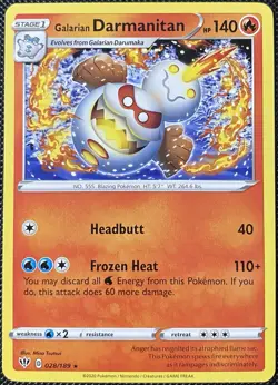 Galarian Darmanitan 028/189 Swsh03: Darkness Ablaze Regular - Pokemon Card - Image 1