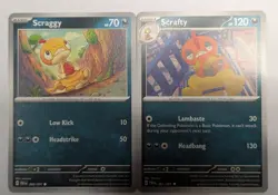 Pokemon TCG Scarlet & Violet: Paldean Fates Scraggy 060/091 & Scrafty 061/091 - Image 1