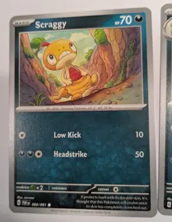 Pokemon TCG Scarlet & Violet: Paldean Fates Scraggy 060/091 & Scrafty 061/091 - Image 2