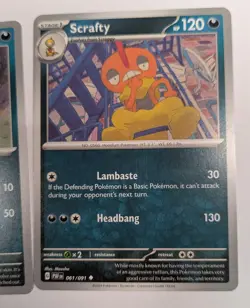 Pokemon TCG Scarlet & Violet: Paldean Fates Scraggy 060/091 & Scrafty 061/091 - Image 3