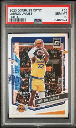 2023-24 Panini Donruss Optic LeBron James #65 Holo Prizm PSA 10 Lakers - Image 1