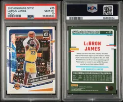 2023-24 Panini Donruss Optic LeBron James #65 Holo Prizm PSA 10 Lakers - Image 3