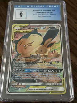 Pokemon Eevee & Snorlax GX Black Star Promo SM169 Tag Team Card CGC 9 - Image 1