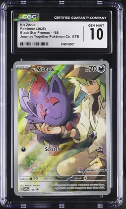 CGC 10 N's Zorua #189 POKEMON CENTER Stamped Promo - SV Journey Together ETB - Image 1