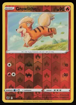 GROWLITHE 019/195 COMMON SILVER TEMPEST POKEMON REVERSE HOLO NM/M - Image 1