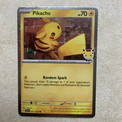 2026 Pikachu 051/162 Pokemon Day 30th Anniversary Stamped Promo TCG Cosmo Holo - Image 1
