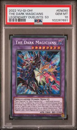 2022 YU-GI-OH! LEGEND DUELISTS: SEASON 3 #EN090 THE DARK MAGICIANS PSA 10 - Image 1