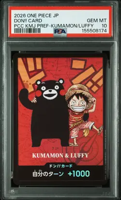 PSA 10 - Luffy & Kumamon DON!! Card Promo One Piece Japanese Kumamoto Prefecture - Image 1