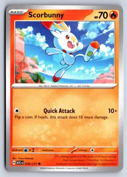 SCORBUNNY 036/217 COMMON ME: ASCENDED HEROES POKEMON NM - Image 1
