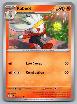 RABOOT 037/217 COMMON ME: ASCENDED HEROES POKEMON NM - Image 1