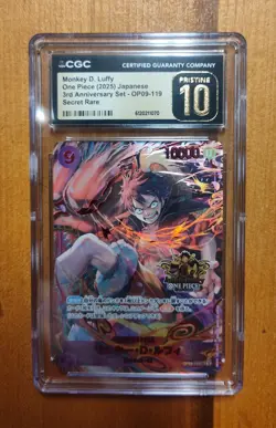 2025 One Piece JP 3rd Anniv. OP09-119 Monkey D Luffy Secret Rare CGC 10 Pristine - Image 1