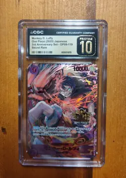 2025 One Piece JP 3rd Anniv. OP09-119 Monkey D Luffy Secret Rare CGC 10 Pristine - Image 2