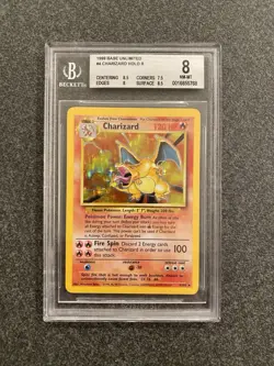 🔥 STRONG BGS 8 NM Charizard Base Set Unlimited Holo Pokemon Card 4/102 - Image 1