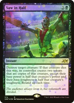 Saw in Half (Unfinity) - Galaxy Foil - NM Pack Fresh Magic: The Gathering - Image 1
