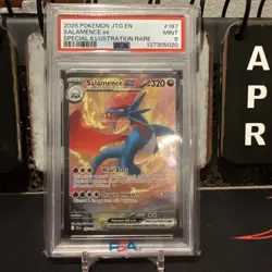 SALAMENCE 2025 Pokemon JTG EN Special Illustration Rare #187 PSA 9 MINT - Image 1
