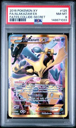 Pokemon Alakazam EX XY Fates Collide Secret Rare Full Art #125 PSA 8 - Image 1