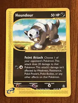 Houndour 87/147 Non Holo Aquapolis E-Reader Pokemon Card - Image 1