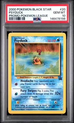 2000 POKEMON PROMO BLACK STAR POKEMON LEAGUE #20 PSYDUCK PSA 10 - Image 1