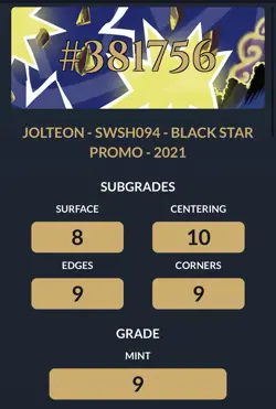 Pokemon Jolteon SWSH094 2021 Black Star Promo Sword & Shield ACE MINT 9 Low Pop - Image 3