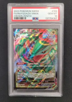 Rayquaza VMAX 102/159 Crown Zenith Holo PSA 10 Pokemon Card - Image 1