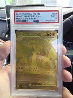PSA 9 MINT Pokemon Mega Charizard X ex Gold 130/094 Phantasmal Flames English - Image 1