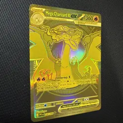 Mega Charizard X ex 130/094 Gold Card Phantasmal Flames Pokemon Card NM - Image 5