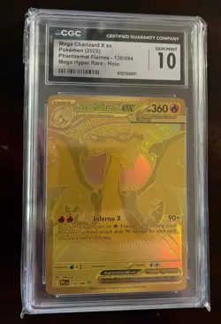 CGC 10 Mega Charizard X ex 130/094 Gold Hyper Rare Pokemon Phantasmal Flames Gem - Image 1