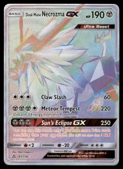 Pokemon Cards Dusk Mane Necrozma GX 163/156 Ultra Prism Rainbow Rare NM - Image 1
