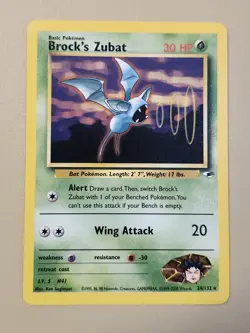 2000 Pokemon WOTC English Gym Heroes Brock's Zubat GHbZ1 - Image 1