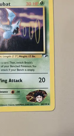 2000 Pokemon WOTC English Gym Heroes Brock's Zubat GHbZ1 - Image 4