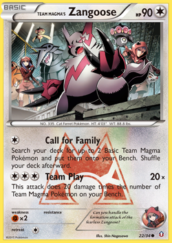 Team Magma's Zangoose 22/34 Common Double Crisis Pokemon Reverse Holo Near Mint - Image 1