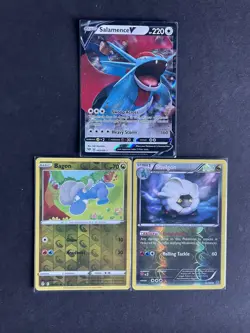 Salamence V + Shelgon RevHOLO + Bagon RevHOLO 3-card Pokemon lot - PWE - Image 1