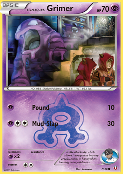 Team Aqua's Grimer 7/34 Common Double Crisis Pokemon Reverse Holo Lightly Played - Image 1