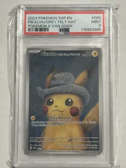 Pokemon Pikachu with Grey Felt Hat Van Gogh Full Art Promo SVP EN 085 PSA 9 Mint - Image 1