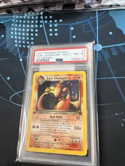 Pokemon Dark Charizard Holo Rare TCG Unlimited Card 4/82 PSA 8 1st Edition. - Image 1
