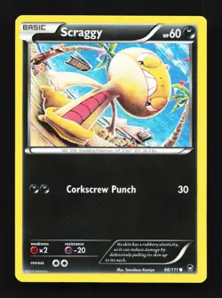Scraggy 66/111 LP Furious Fists English Pokemon Card TCG - Image 1