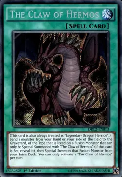 DRL2-EN013 The Claw of Hermos Secret Rare 1st Edition YuGiOh Card - Image 1