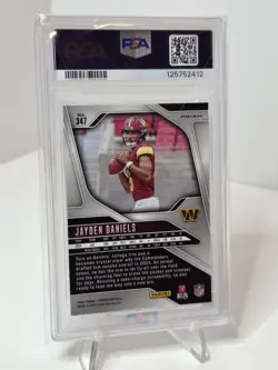 2024 Panini Prizm Football Jayden Daniels Red White Blue Prizm RC #347 PSA 8 - Image 2