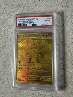 Pokemon 2025 Mega Lucario ex 188 Gold Hyper Rare Mega Evolution English PSA 10 - Image 1