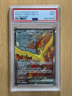 PSA 9 Rocket’s Moltres ex 208/182 DRI 2025 Pokemon Ultra Rare - Image 1